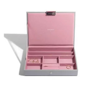Stackers Stackers "Classic size 'dove Grey, z pokrywką, z zamkiem wyściółka wewnętrzna, Pink 73550 - Biżuteria - akcesoria - miniaturka - grafika 1