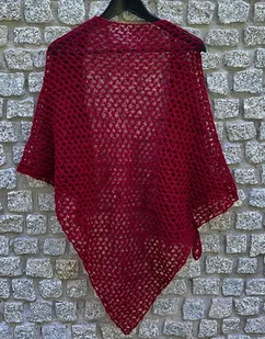 Bordowa chusta wykonana szydełkiem wełna z akrylem. - Apaszki i szaliki damskie - miniaturka - grafika 1