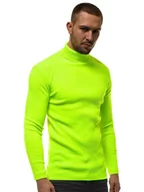 Swetry męskie - SWETER MĘSKI GOLF ZIELONO-NEONOWY OZONEE MACH/TRK2001Z - Ozonee - miniaturka - grafika 1