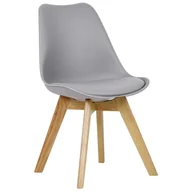 Krzesła - BukkitBow - Krzesło do jadalni z nogami z drewna bukowego - Wytrzymałe siedzisko z PU dla wygody - Wszechstronne - Wysokość siedziska: 42 cm - Szary - miniaturka - grafika 1