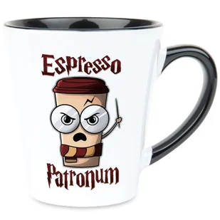 Kubek Latte Czarno Biały ESPRESSO PATRONUM 350ml Na Prezent Zabawne Wzory - Kubki Kubek Latte Czarno Biały ESPRESSO PATRONUM 350ml Na Prezent Zabawne Wzory - Kubki - miniaturka - grafika 1