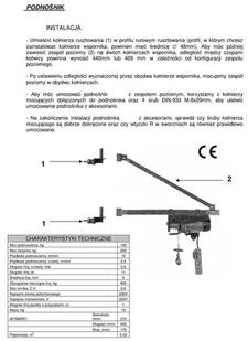 DESDEA Wciągarka elektryczna linowa budowlana 100kg/15m + sterowanie ręczne 1,5m - do wyboru ramię, maszt, podpory, uchwyt rusztowania(udźwig: 100 kg) 08179949 - Wciągarki - miniaturka - grafika 19