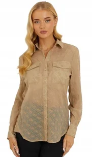 Guess Beżowa Koszula Damska z Haftem Logo i Długim Rękawem L Gna - GUESS - Koszule damskie Guess Beżowa Koszula Damska z Haftem Logo i Długim Rękawem L Gna - GUESS - Koszule damskie - miniaturka - grafika 1