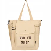 Torebki damskie - Torba Torebka Na Ramię Damska Lekka Listonoszka A4 BEŻOWA POJEMNA - miniaturka - grafika 1