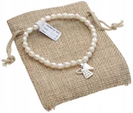 Biżuteria dla dzieci - SREBRNA bransoletka perły naturalne z aniołkiem aniołek Komunia srebro 925 - miniaturka - grafika 1