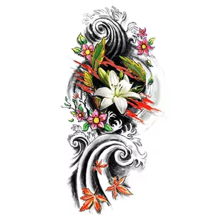 Tattou, Duży tatuaż zmywalny tymczasowy 21cm motyw Kwiaty XQB-063 - Zabawki kreatywne - miniaturka - grafika 1