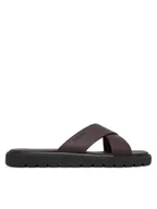 Klapki i japonki męskie - Calvin Klein Klapki Sq Molded Sandal Xcross Lth HM0HM02235 Brązowy - miniaturka - grafika 1