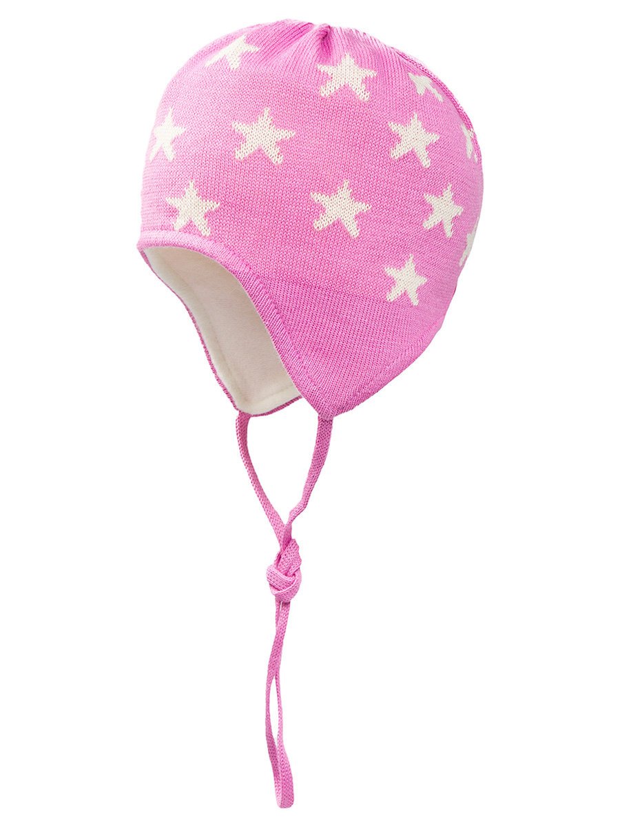Niemowlęca czapka wiązana w gwiazdy różowa Doll r.39