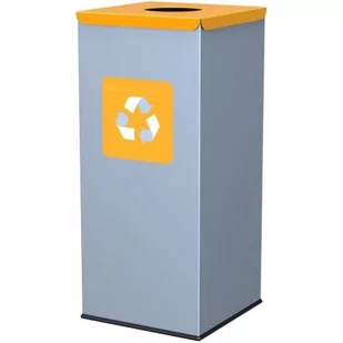 Metalowy kosz do segregacji śmieci 30x30x70cm 60L PLASTIK - pokrywa żółta - Kosze na śmieci - miniaturka - grafika 1