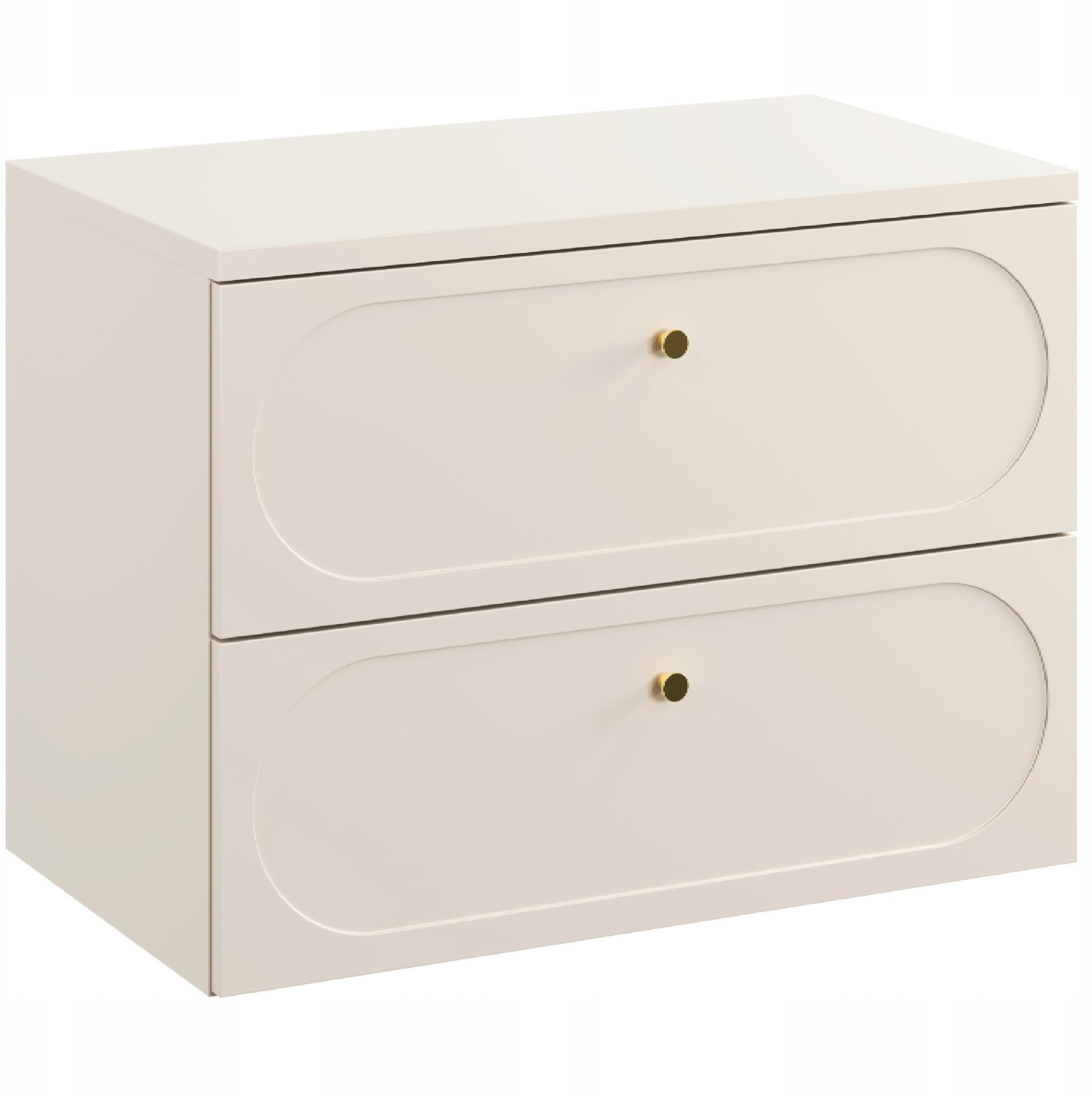 BEŻOWA szafka z blatem 80 cm DONNA SAND 82-80 FREZOWANA + złote gałki