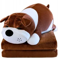 Maskotki i pluszaki - MASKOTKA Z KOCEM PODUSZKA PLUSZAK PIESEK BULDOG 3W1 50 CM DUŻA PRZYTULANKA - miniaturka - grafika 1
