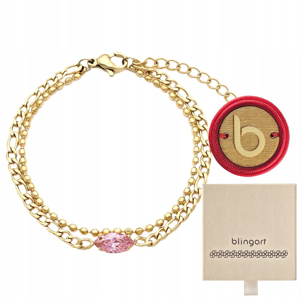 Bransoletka stal chirurgiczna pozłacana damska regulowana podwójna BLINGART