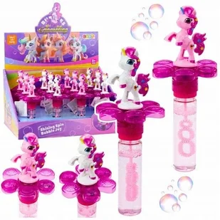Bańki Mydlane Jednorożec Obrotowy Kwiatek Światło LED 20cm Mix LEAN TOYS - Bańki mydlane - miniaturka - grafika 1