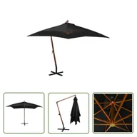 Parasole ogrodowe - The Living Store Parasol ogrodowy wiszący - na jodłowym słupku - czarny - 3x3 m - Parasol Wiszący - miniaturka - grafika 1