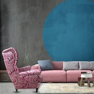 Fotele - Fotel uszak Flamingos we wzory, kolorowy, patchwork, welurowy - miniaturka - grafika 1