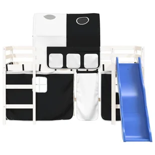 Dziecięce łóżko na antresoli, z tunelem, biało-czarne, 90x200cm Lumarko! - Łóżka dla dzieci i młodzieży - miniaturka - grafika 6