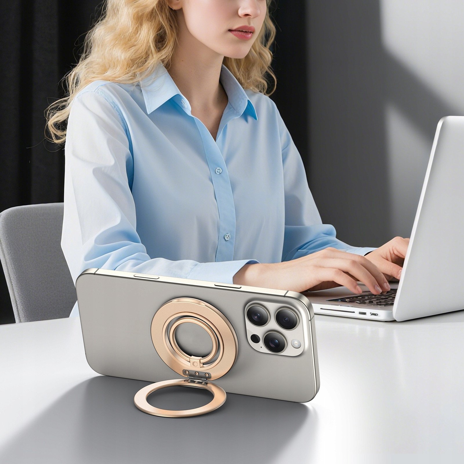 Uchwyt na palec z blaszką Tech-Protect MMR600 Magnetic MagSafe Phone Ring Satin Gold