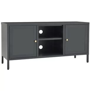 vidaXL Szafka pod telewizor antracytowa 105x35x52 cm stal i szkło 336060 - Szafki RTV - miniaturka - grafika 1