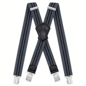 Inne - TEMU Męski Pasek z Wzorem Ziarna Kukurydzy o Szerokości 4cm z 4 Bardzo Mocnymi Metalowymi Klipsami, Wytrzymałe Szelki, Uniwersalny Rozmiar dla - miniaturka - grafika 1