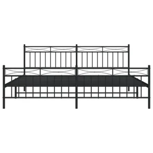 Metalowa rama łóżka z wezgłowiem i zanóżkiem, czarna, 193x203cm Lumarko! - Łóżka - miniaturka - grafika 6