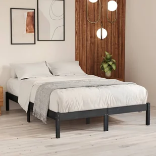 Łóżko z litego drewna sosna szara 200x200 cm - Łóżka - miniaturka - grafika 1