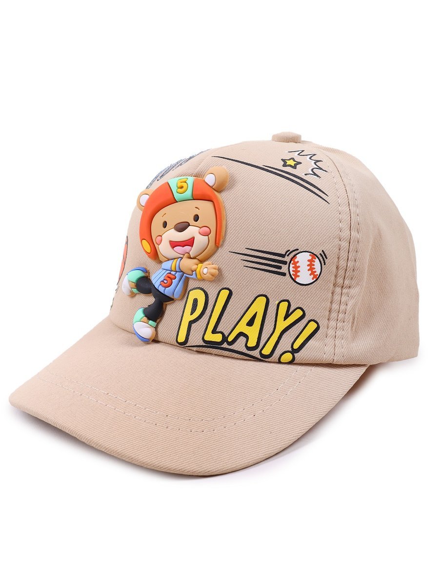 Czapka z daszkiem bejsbolówka dziecięca unisex miś sportowiec beżowa 50-54 YOCLUB