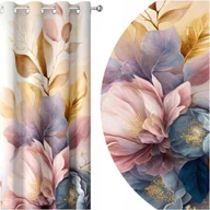 Zasłony - ZASŁONY GOTOWE NA PRZELOTKACH 140x250 PRZELOTKI KWIATY 142 SKRÓCENIE W CENIE - miniaturka - grafika 1