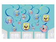 Urodziny dziecka - AMSCAN Dekoracja wisząca świderki Spongebob - 12 szt. 672627 - miniaturka - grafika 1