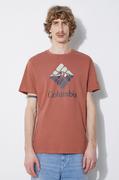 Koszulki męskie - Columbia t-shirt bawełniany Rapid Ridge kolor czerwony z nadrukiem 1888813 - miniaturka - grafika 1