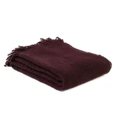 Koce - Koc wełniany merynos Buckle 140x200 bakłażanowy z frędzlami - miniaturka - grafika 1