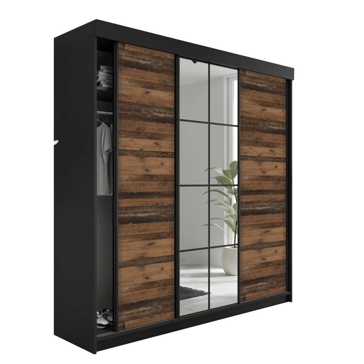 Szafa LAMARO czarny i old style - 250x205x59