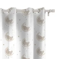 Firany i zasłony dla dzieci - Zasłona dla dzieci BUNNY BLISS wzór D247 | księżycowe zajączki 150 x 300 cm tkanina zaciemniająca - miniaturka - grafika 1