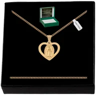 Biżuteria dla dzieci - ZŁOTY ŁAŃCUSZEK+MEDALIK MATKA BOSKA W SERCU 925 PREZENT NA KOMUNIĘ CHRZEST - miniaturka - grafika 1