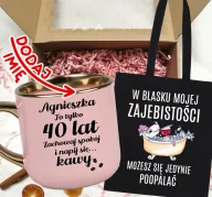 Gadżety dla niej i dla niego - Zestaw prezentowy na 40 urodziny - kubek na 40 z imieniem oraz torba - miniaturka - grafika 1