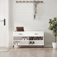 Szafki na buty - vidaXL Ławka na buty biała 102x35x55 cm Materiał drewnopochodny - Ławka na buty - Ławki na buty - Ławka z miejscem do przechowywania - Stojak na buty - miniaturka - grafika 1