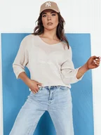 Swetry damskie - Sweter damski ażurowy ANNIS beżowy Dstreet MY2336 - miniaturka - grafika 1