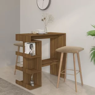 shumee shumee Stolik barowy z półkami brązowy dąb 100x50x101,5 cm płyta - Ławy i stoliki kawowe - miniaturka - grafika 1