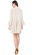 Sukienki - Bonateks damska sukienka 100% lniana wyprodukowana we Włoszech, długa sukienka z kwiatowym nadrukiem i okrągłym dekoltem, biała, rozmiar: S, biały, S - miniaturka - grafika 1
