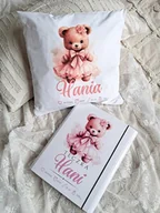 Kalendarze - ZESTAW MISIA Z KWIATAMI, teczka i poduszka, prezent na narodziny, roczek - miniaturka - grafika 1