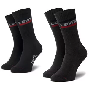 Zestaw 2 par wysokich skarpet unisex LEVI'S - 37157-0153 Mid Grey/Black - Skarpetki damskie - miniaturka - grafika 1