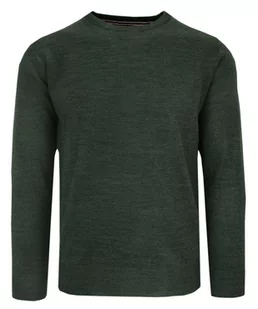 Sweter Zielony Melanżowy Khaki Okrągły Dekolt Męski Jednokolorowy -BRAVE SOUL - Brave Soul - Swetry męskie - miniaturka - grafika 1