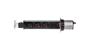 Orno Gniazdo meblowe 6cm 3x250V z ładowarką USB blokadą 1,8 m OR-AE-1349 OR-AE-1349 - Gniazdka elektryczne - miniaturka - grafika 2