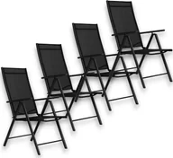Fotele i krzesła ogrodowe - Zestaw Krzeseł Ogrodowych 4 sztuki Regulowane Czarne - miniaturka - grafika 1