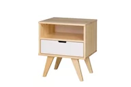 Szafki nocne - Stolik nocny MONTI *dąb/biały, 48x57x40,  lite drewno sosnowe 2,2-2,5 cm - miniaturka - grafika 1
