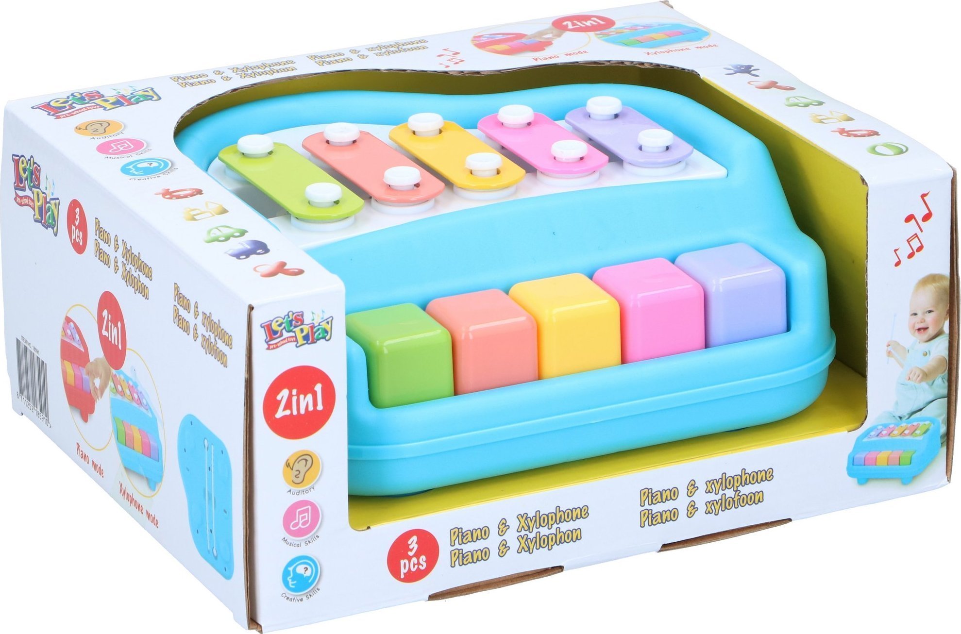 Lets play Zabawka 2w1 niebieskie pianino i cymbałki