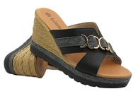 Klapki i japonki damskie - Klapki damskie na koturnie czarne INBLU FG-40 - Inblu - miniaturka - grafika 1