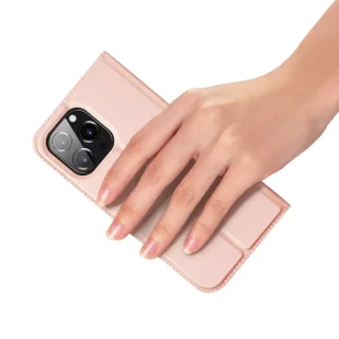 Etui do iPhone 15 Pro pokrowiec z klapką i portfelem Dux Ducis Skin Pro - różowe - Portfele - miniaturka - grafika 6