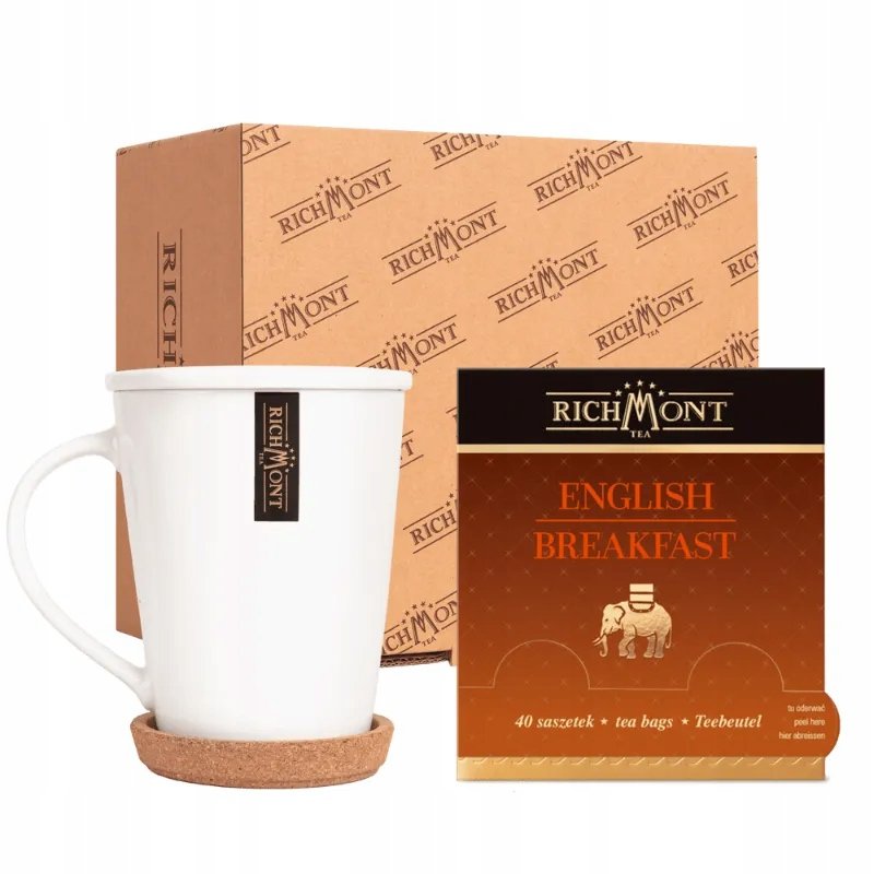 Zestaw Herbata Richmont English Breakfast 40 saszetek Kubek, Wieczko