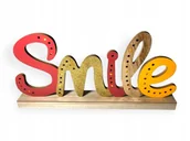 Dekoracje domu - Dekoracyjny napis SMILE drewniany LED Dekor 45cm dekoracja ozdoba wada - miniaturka - grafika 1