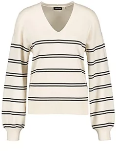 Taifun Sweter damski 372301-15100, jasny krem/granatowy w paski, 48, Light Creme/Navy Ringel, 48 - Swetry damskie - miniaturka - grafika 1